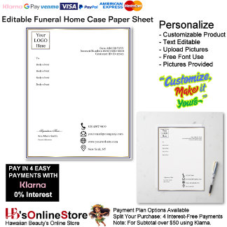 Papier Executive Navy Gold Funeral Home Case Paper Sheet