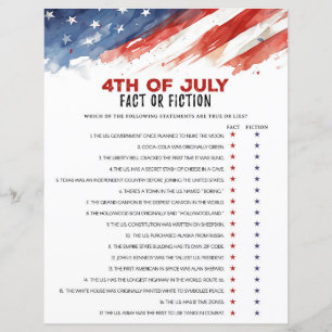 Papier Fact ou fiction 4 juillet jeu de parti