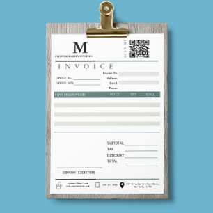 Papier Facture commerciale Reçu de vente Monogramme Code