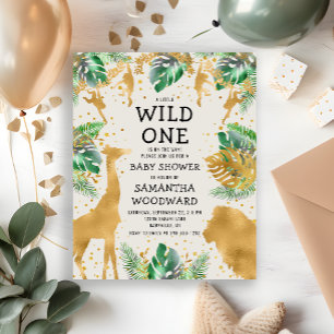 Papier Faire du Safari Budget Vert Or Crème Invitation à 