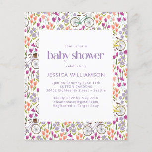 Papier Faire du Vélo Bohème Floral Invitation pour Baby S