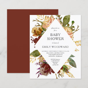 Papier Faire-part de Baby Shower Budget Cadre Floral Auto