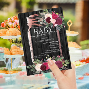 Papier Faire-part de Baby Shower Pot Mason Rustique