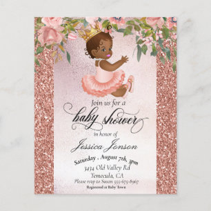 Papier Faire-part de Baby Shower Rose Gold Afro-Américain