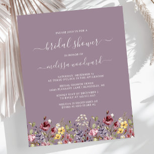 Papier Faire-part de bapteme Boho Wildflowers Mauve