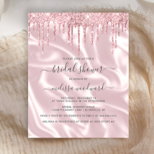 Papier Faire-part de bapteme de mariage rose pailleté sat