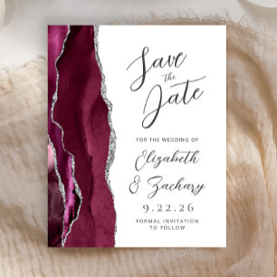 Papier Faire-part de budget Agate Bourgogne Argent Script
