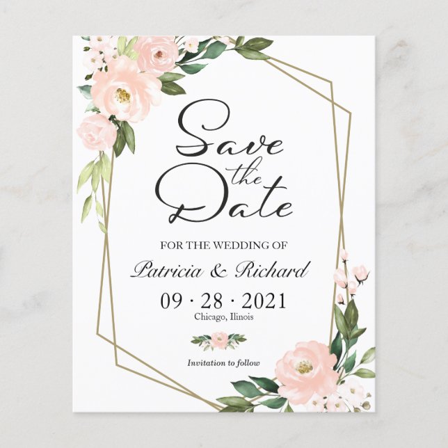 Papier Faire part de budget géométrique floral rose (Devant)