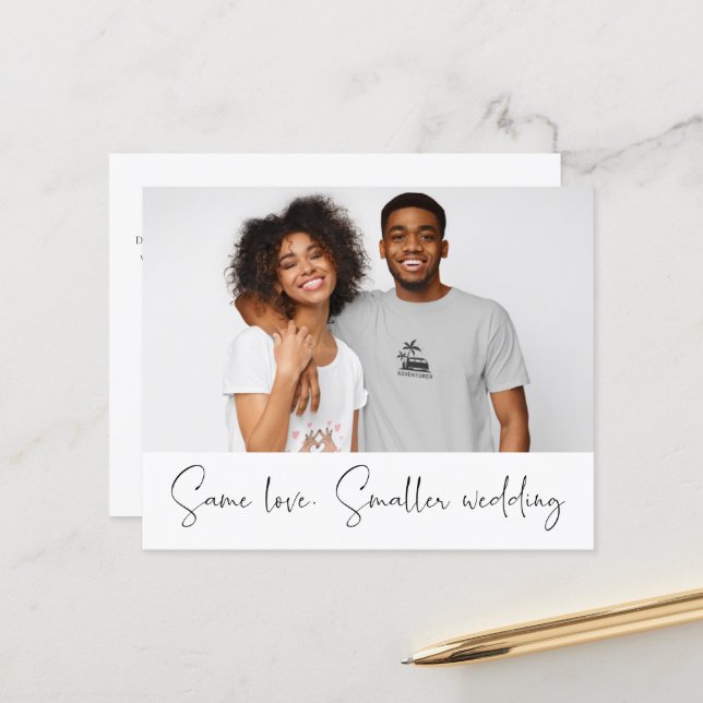 Papier Faire-part de budget photo Mariage plus petit (Devant/Arrière en situation)