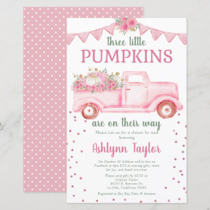 Papier Faire-part de douche bébé Budget Triplets Rose Pet