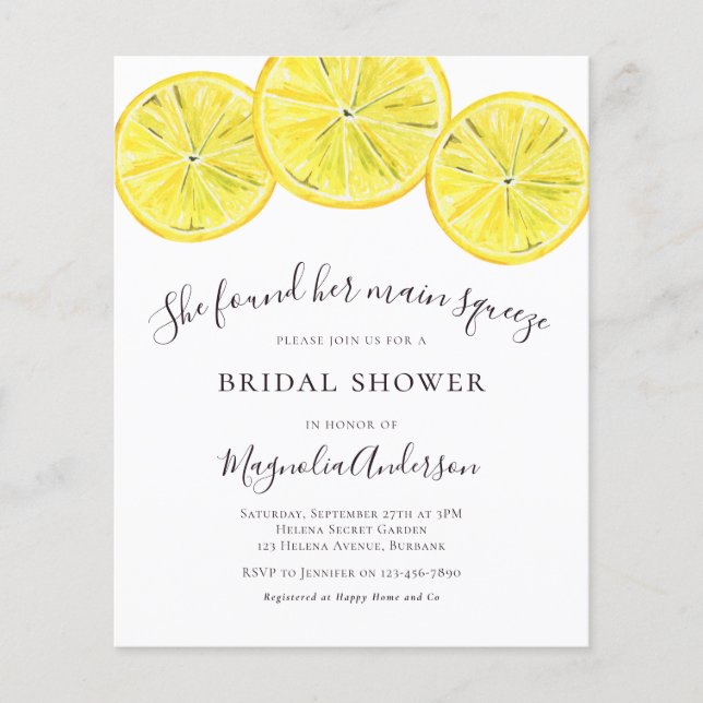 Papier Faire-part de Fiançailles Citron Budget (Devant)