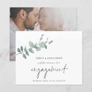 Papier Faire-part de Fiançailles photo Eucalyptus Budget