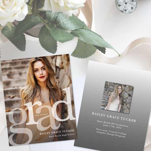 Papier Faire-part de Grad Overlay Budget simple (Créateur téléchargé)