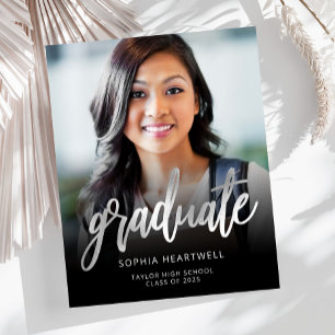 Papier Faire-part de graduation du script Silver Photo Bu