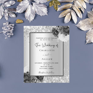 Papier Faire-part de mariage à budget monochrome fleuri a
