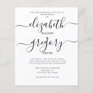Papier Faire-part de mariage à calligraphie blanche pour 