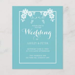 Papier Faire-part de mariage à fleurs bleues