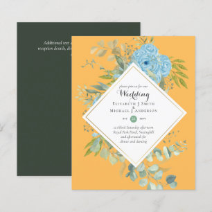 Papier Faire-part de mariage à fleurs bleues BUDGET Eucal