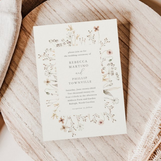 Papier Faire-part de mariage à fleurs sauvages Bohème pas (Créateur téléchargé)
