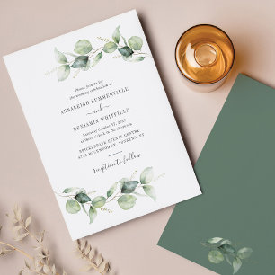 Papier Faire-part de mariage à la verdure d'eucalyptus bu