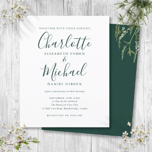 Papier Faire-part de mariage à l'écriture émeraude verte