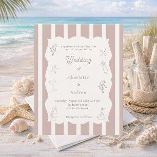 Papier Faire-part de mariage à l'ivory taupe de plage des
