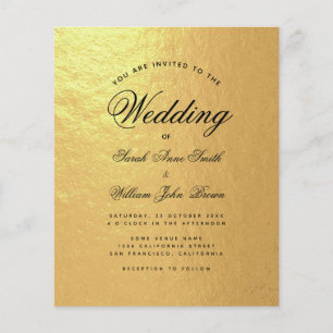 Papier Faire-part de mariage à script budgétaire en feuil