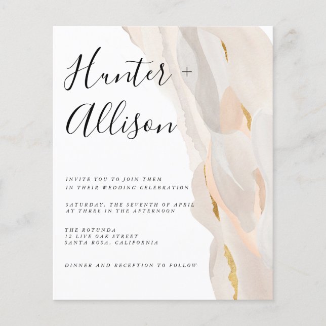 Papier Faire-part de mariage Abstrait du budget (Devant)