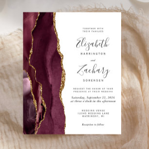 Papier Faire-part de mariage agate dorée de Bourgogne