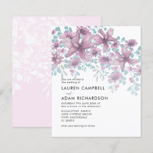 Papier Faire-part de mariage aquarelle fleurs rose budget