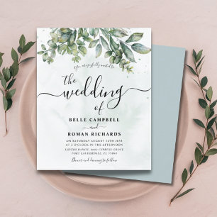 Papier Faire-part de mariage au eucalyptus vert sauge aqu