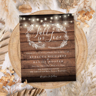 Papier Faire-part de mariage automnal avec guirlande lumi