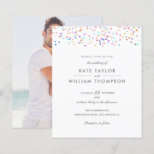 Papier Faire-part de mariage avec photo et confettis arc-