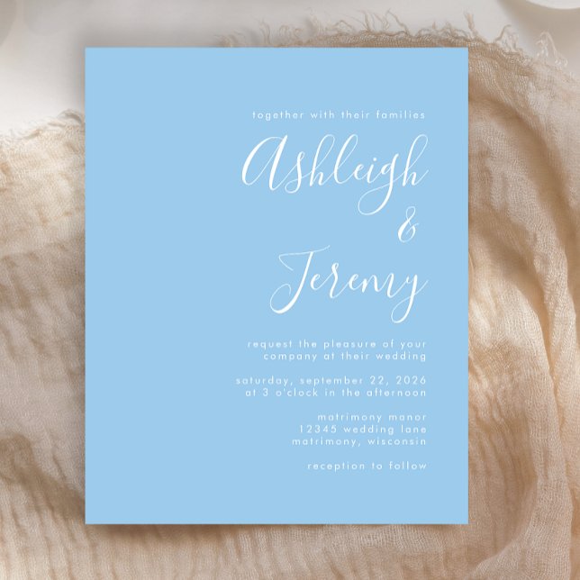 Papier Faire-part de mariage bébé bleu Budget Script (Créateur téléchargé)