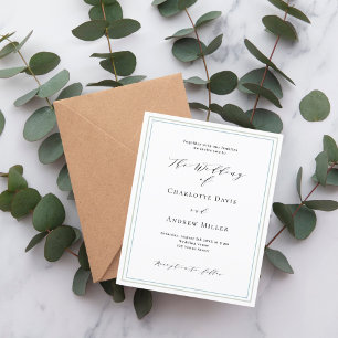 Papier Faire-part de mariage blanc bleu foncé vert Sage
