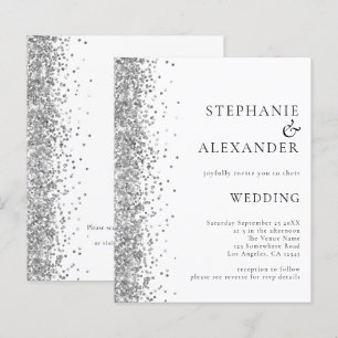 Papier Faire-part de mariage blanc Parties scintillant ar