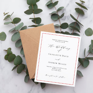 Papier Faire-part de mariage blanc rouge