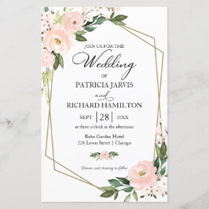 Papier Faire-part de mariage Blush Floral Budget 5,5x8,5