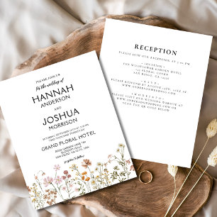 Papier Faire-part de mariage Boho tout en un fleur sauvag