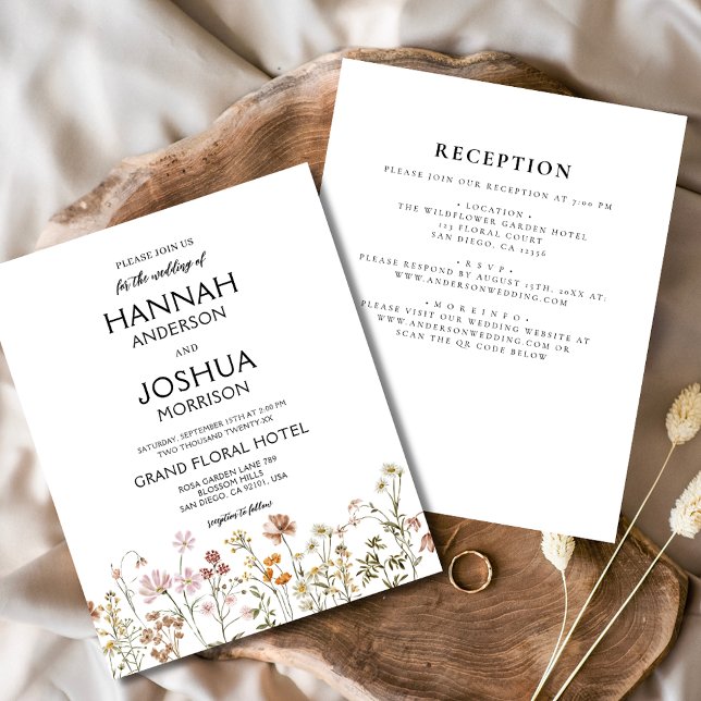 Papier Faire-part de mariage Boho tout en un fleur sauvag (Créateur téléchargé)