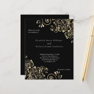 Papier Faire-part de mariage Budget Black Gold Swils