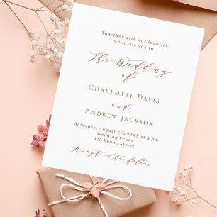 Papier Faire-part de mariage budget blanc orange vif