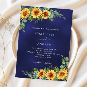 Papier Faire-part de mariage budget bleu marine des tourn