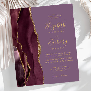 Papier Faire-part de mariage Budget Bourgogne Or Agate Ma