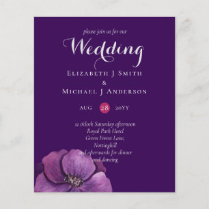Papier Faire-part de mariage budget Dark Floral Purple Dy