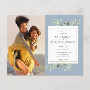 Papier Faire-part de mariage Budget Dusty Blue Greenery