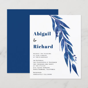 Papier FAIRE-PART DE MARIAGE BUDGET eucalyptus bleu