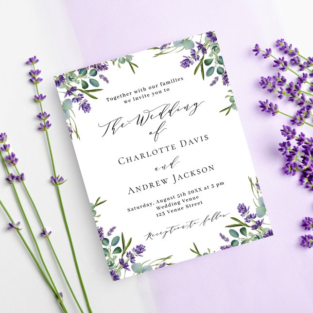 Papier Faire-part de mariage budget floraux violets de la (Créateur téléchargé)