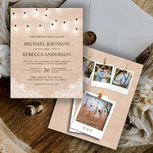 Papier Faire-part de mariage Budget photo Burlap Lace Lig