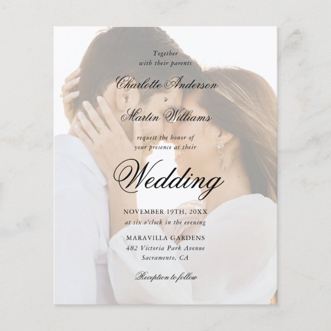 Papier Faire-part de mariage Budget photo de script moder (Devant)